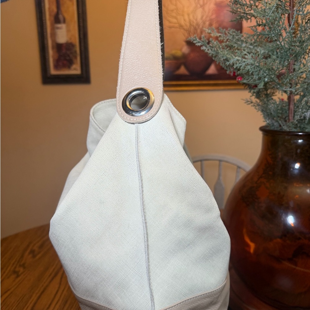 Elegant Cream and Tan Women's INNUE Bag Genuine Leather Made In Italy